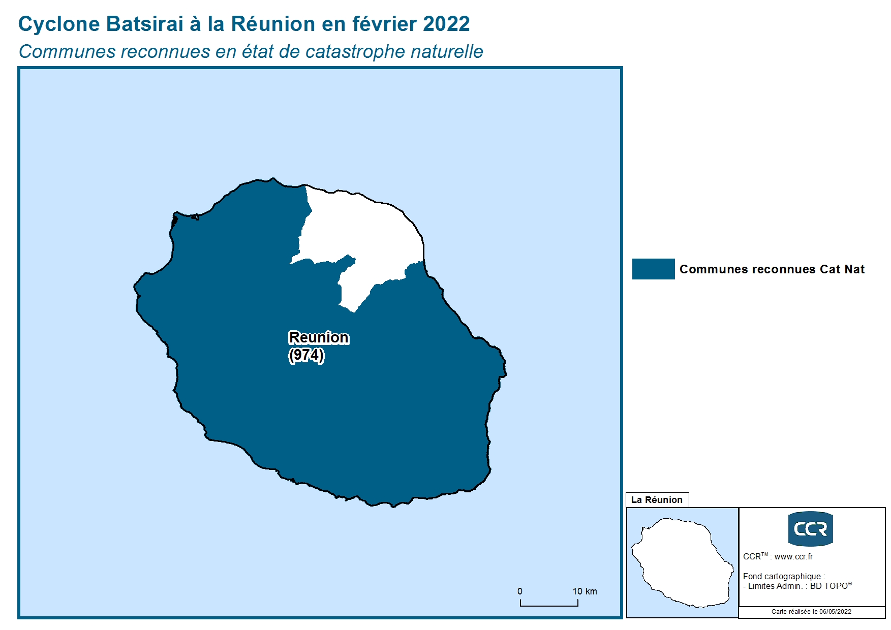 Communes reconnues en 굡t de catastrophes naturelle