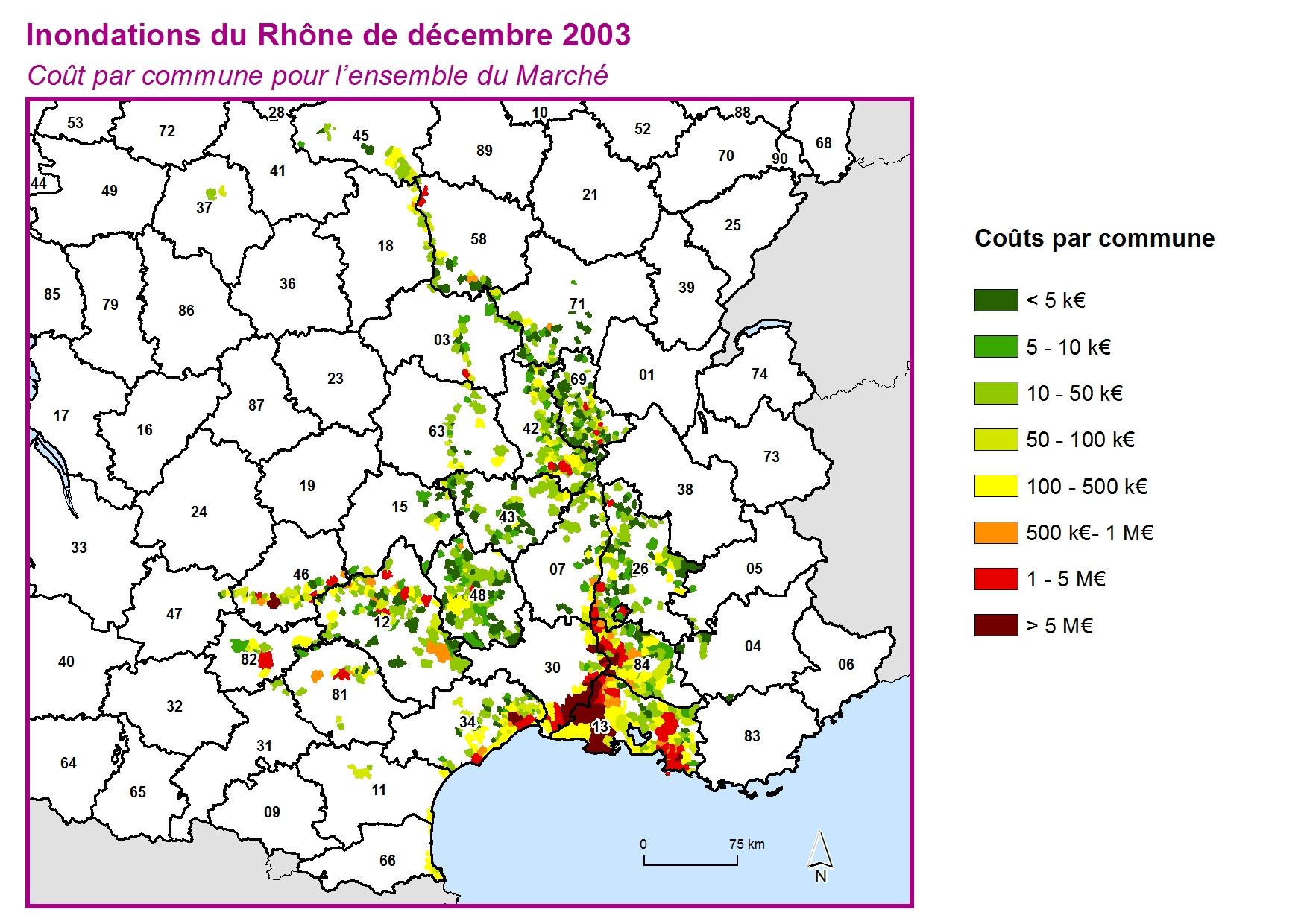 Cout par commune pour l'ensemble du marché