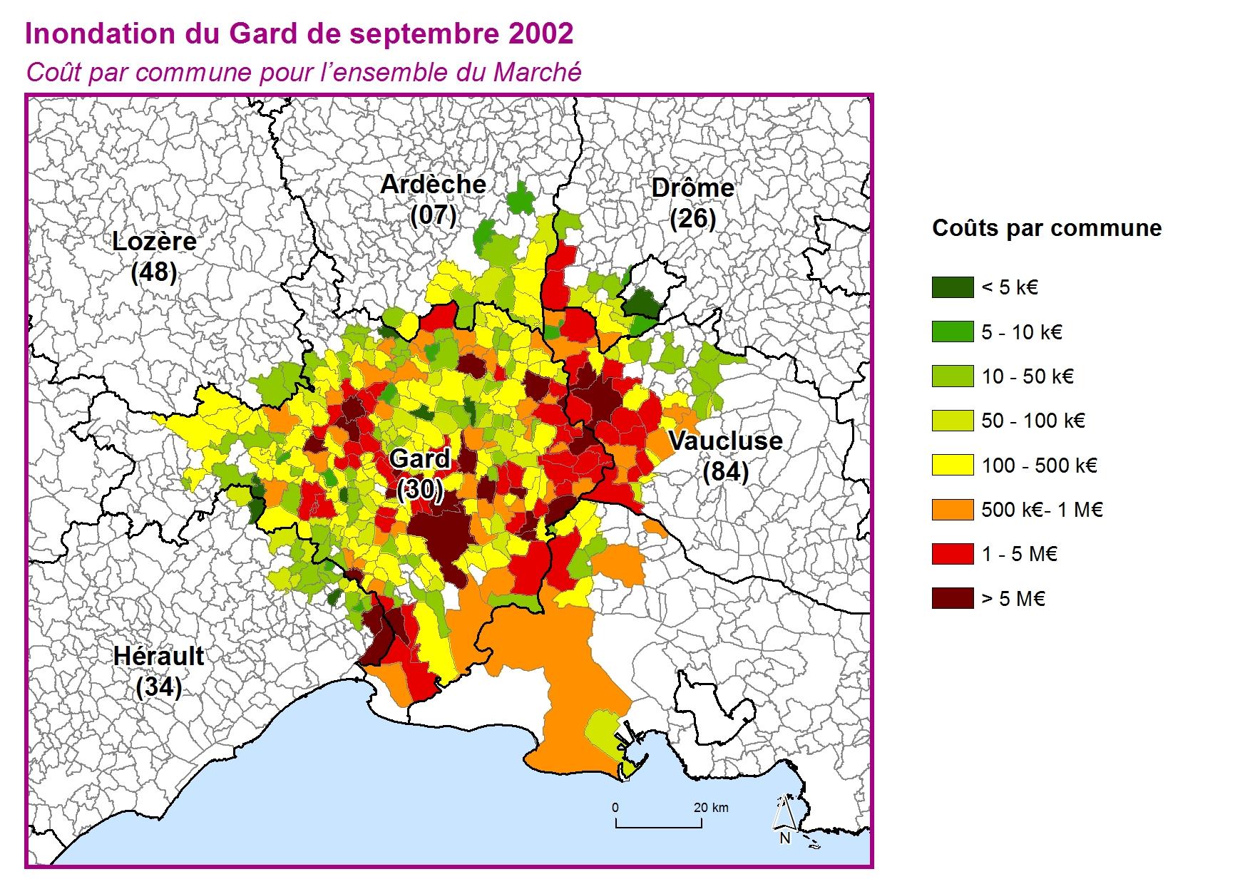 Cout par commune pour l'ensemble du marché