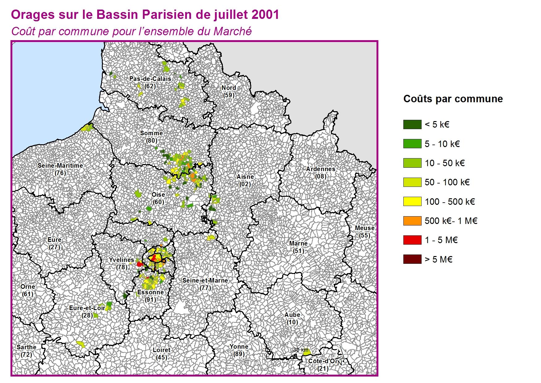 Cout par commune pour l'ensemble du marché