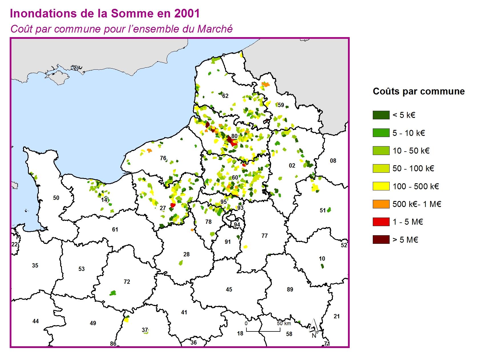 Cout par commune pour l'ensemble du marché