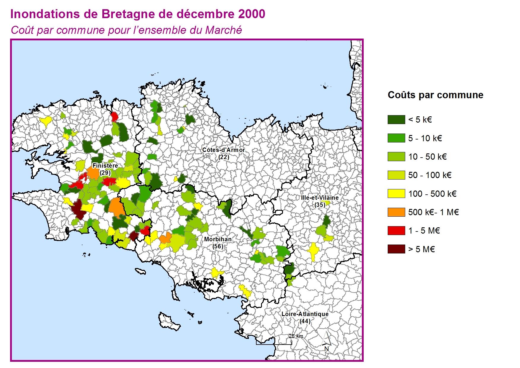 Cout par commune pour l'ensemble du marché