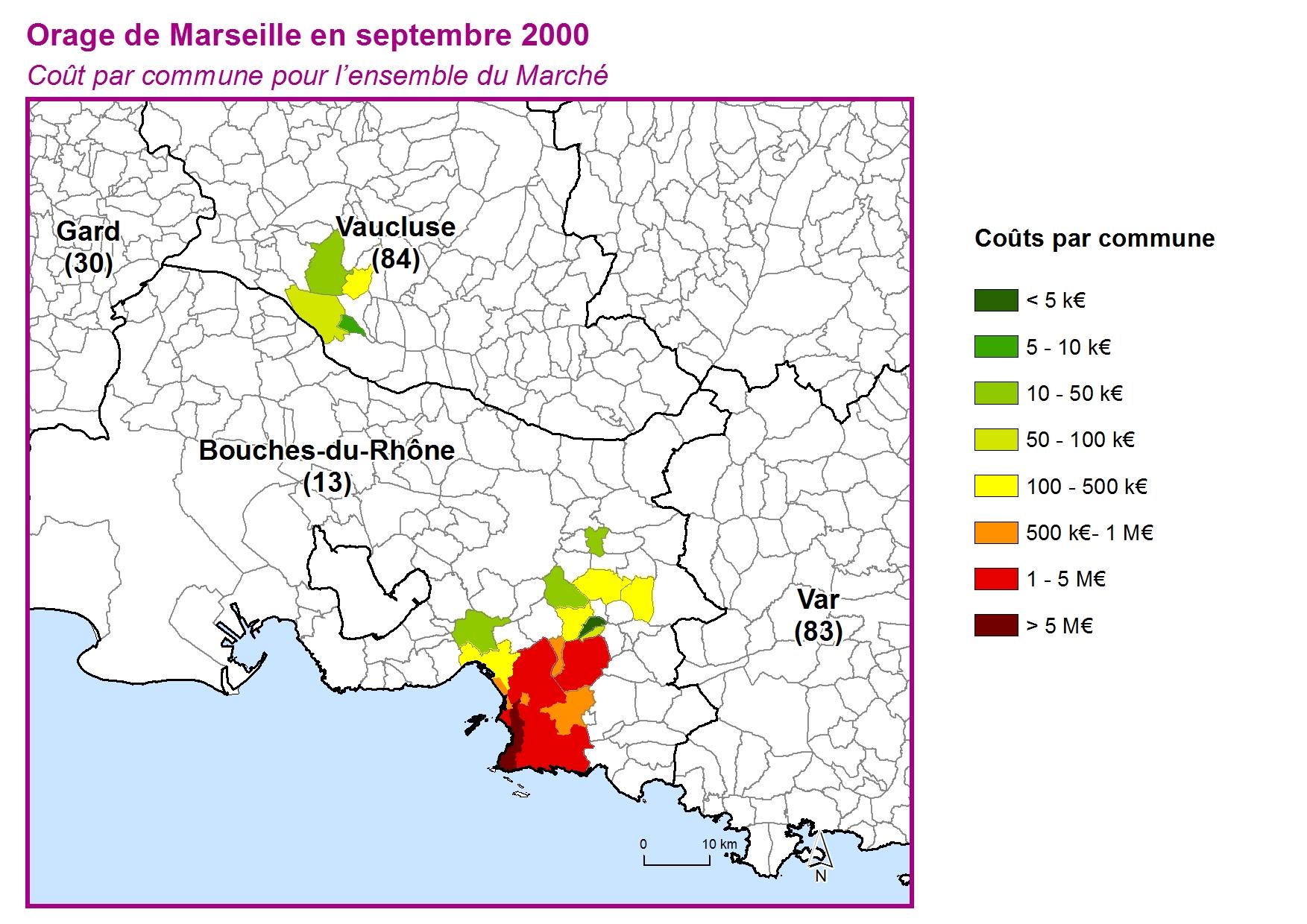 Cout par commune pour l'ensemble du marché