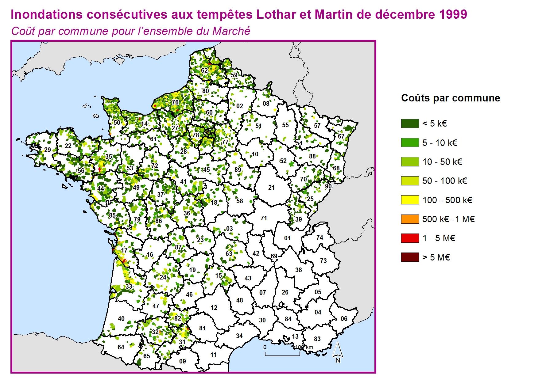 Cout par commune pour l'ensemble du marché