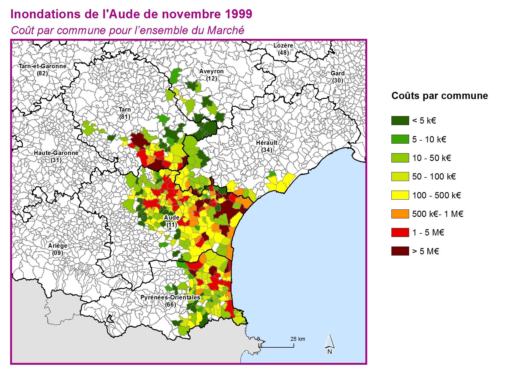 Cout par commune pour l'ensemble du marché