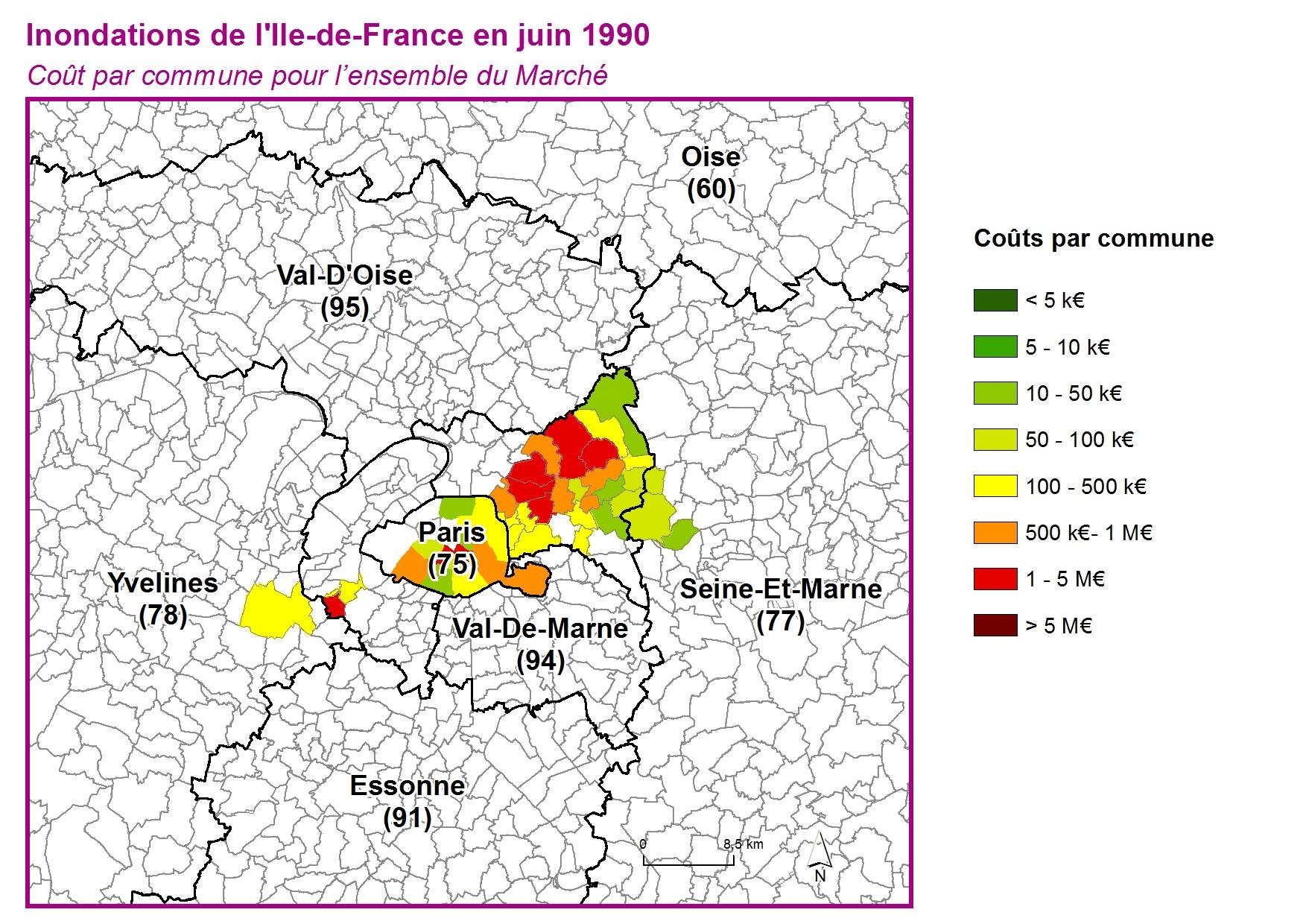 Cout par commune pour l'ensemble du marché