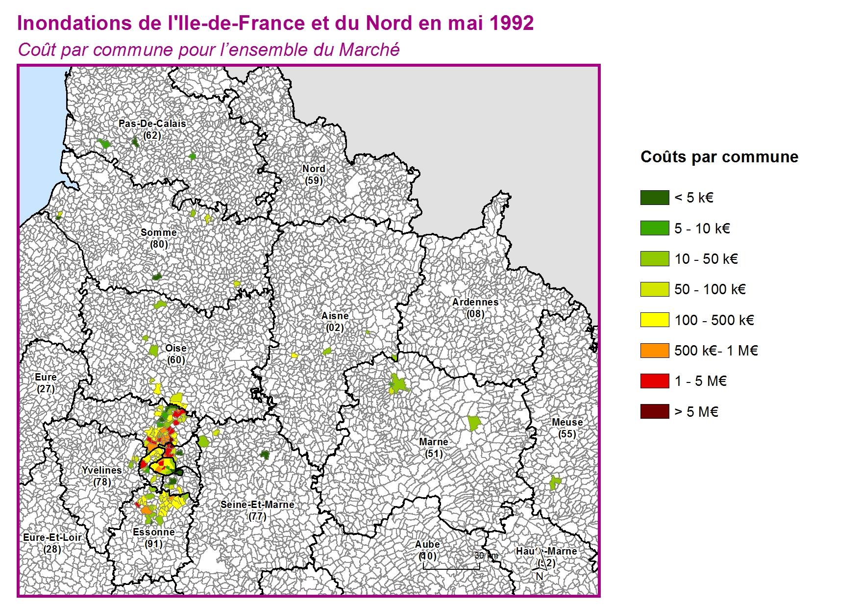 Cout par commune pour l'ensemble du marché