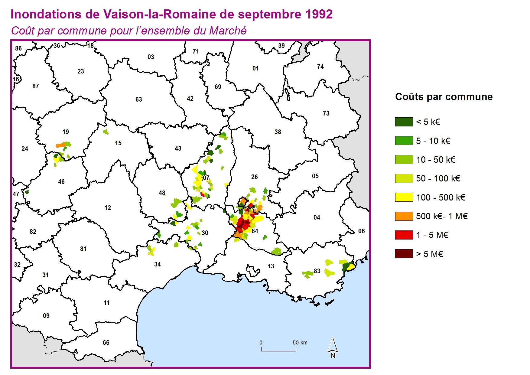 Cout par commune pour l'ensemble du marché