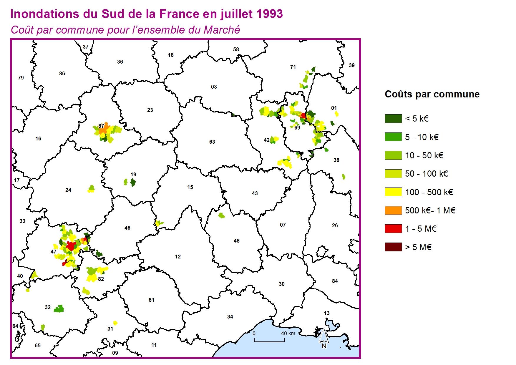 Cout par commune pour l'ensemble du marché