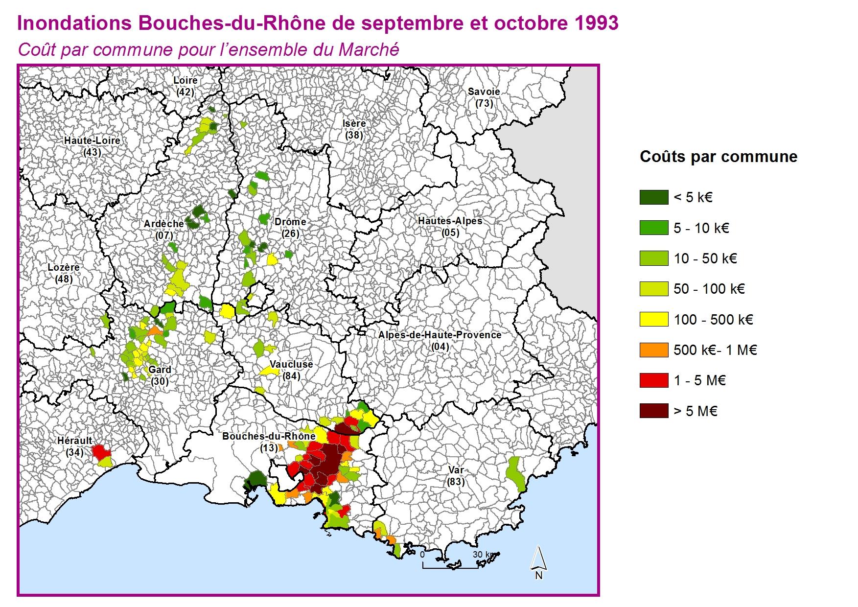 Cout par commune pour l'ensemble du marché