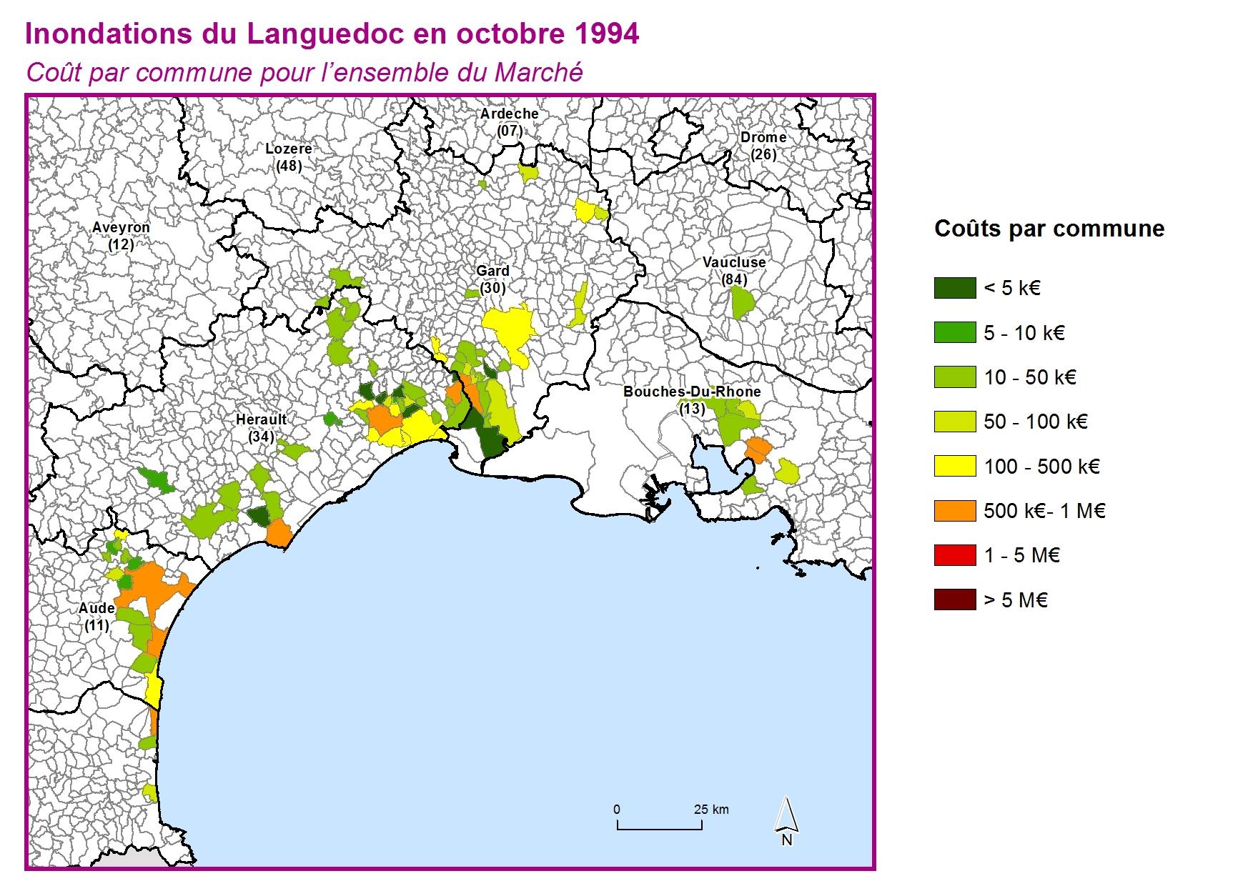 Cout par commune pour l'ensemble du marché