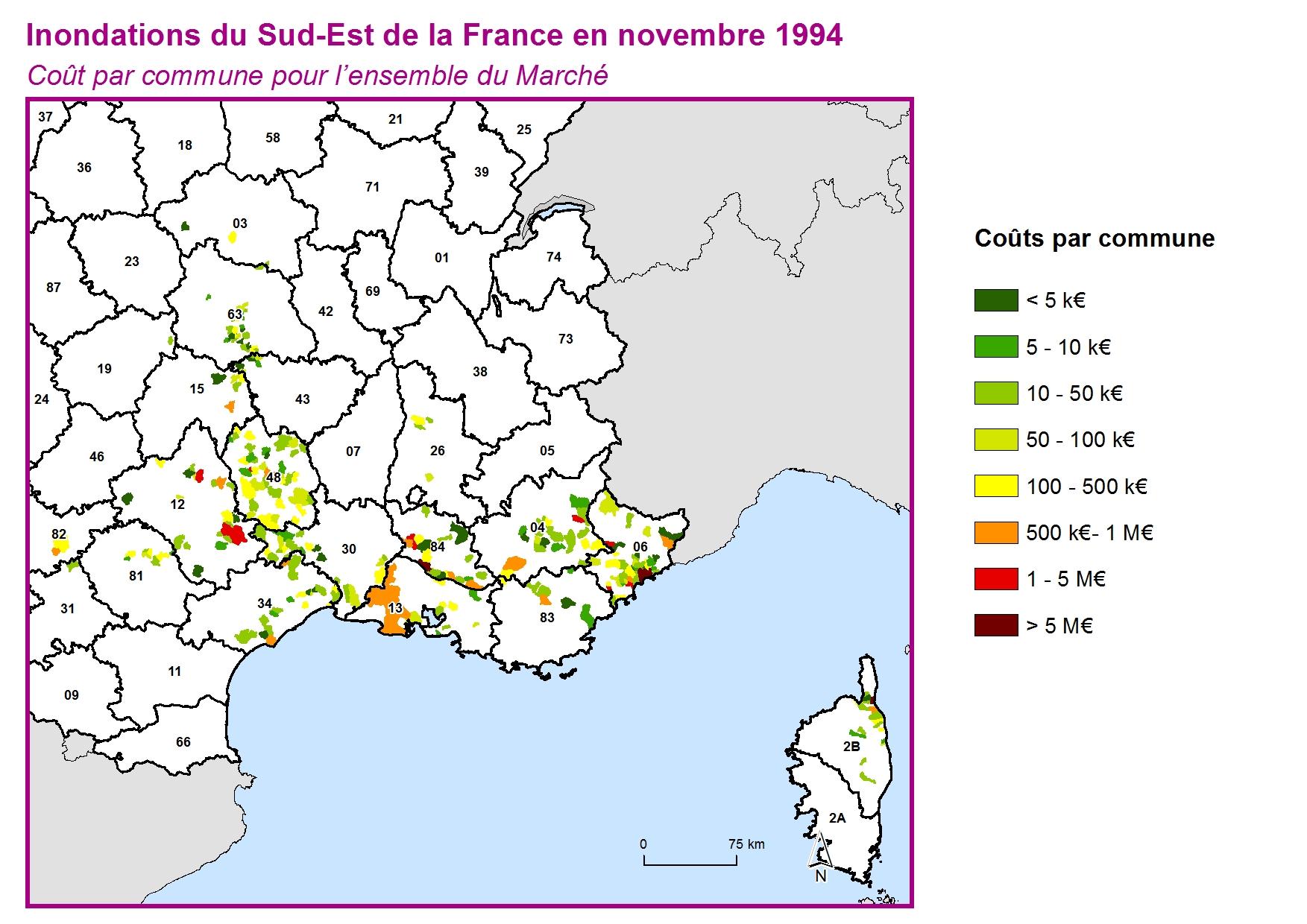 Cout par commune pour l'ensemble du marché