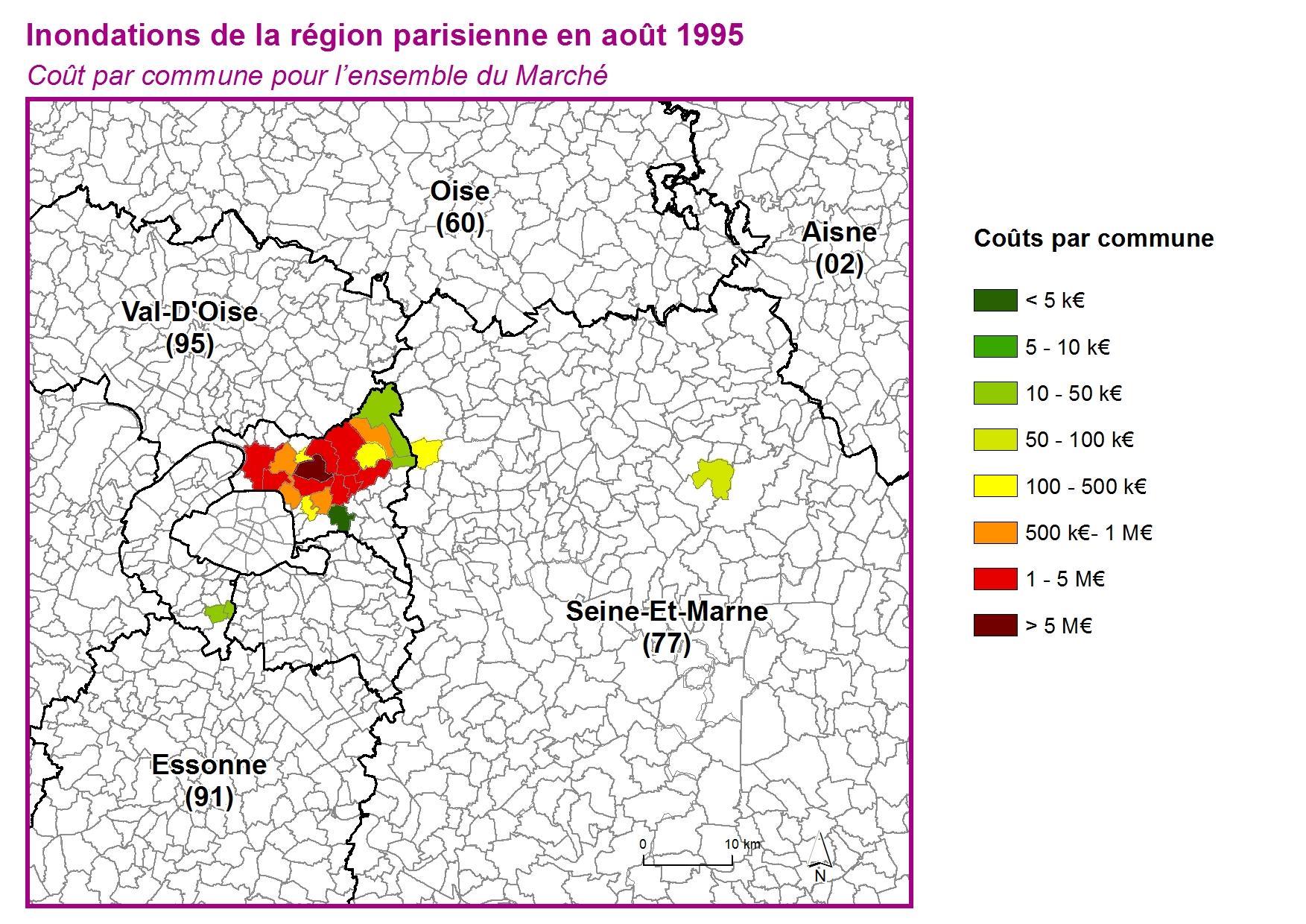 Cout par commune pour l'ensemble du marché