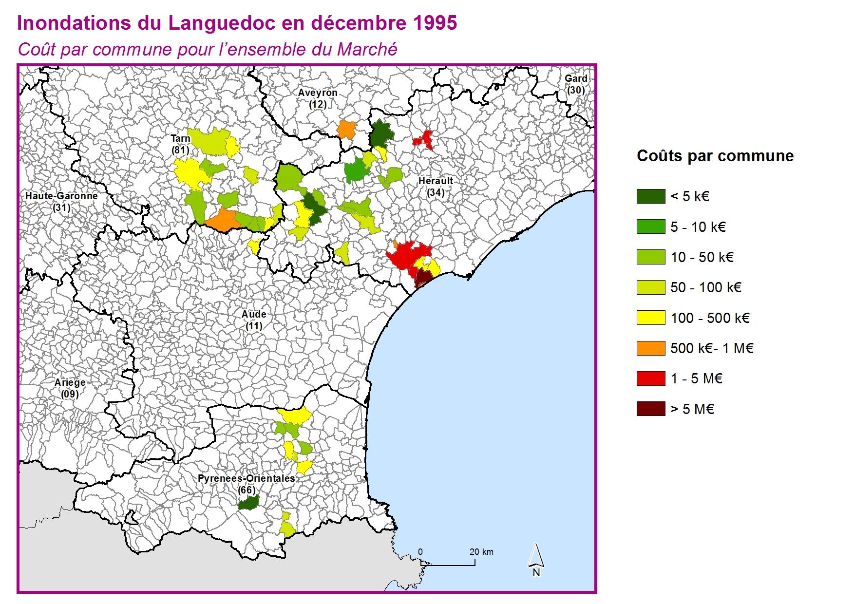 Cout par commune pour l'ensemble du marché