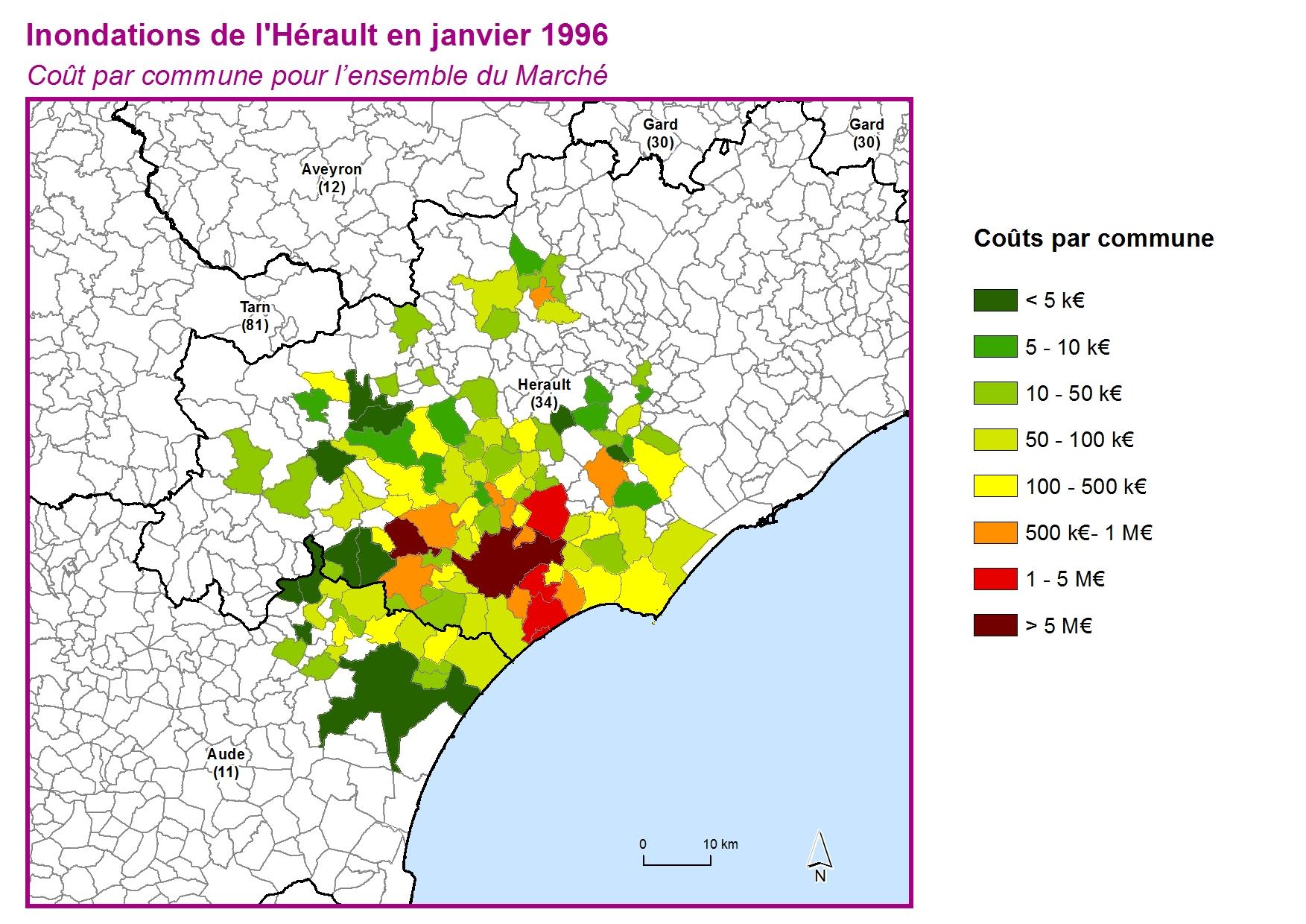 Cout par commune pour l'ensemble du marché