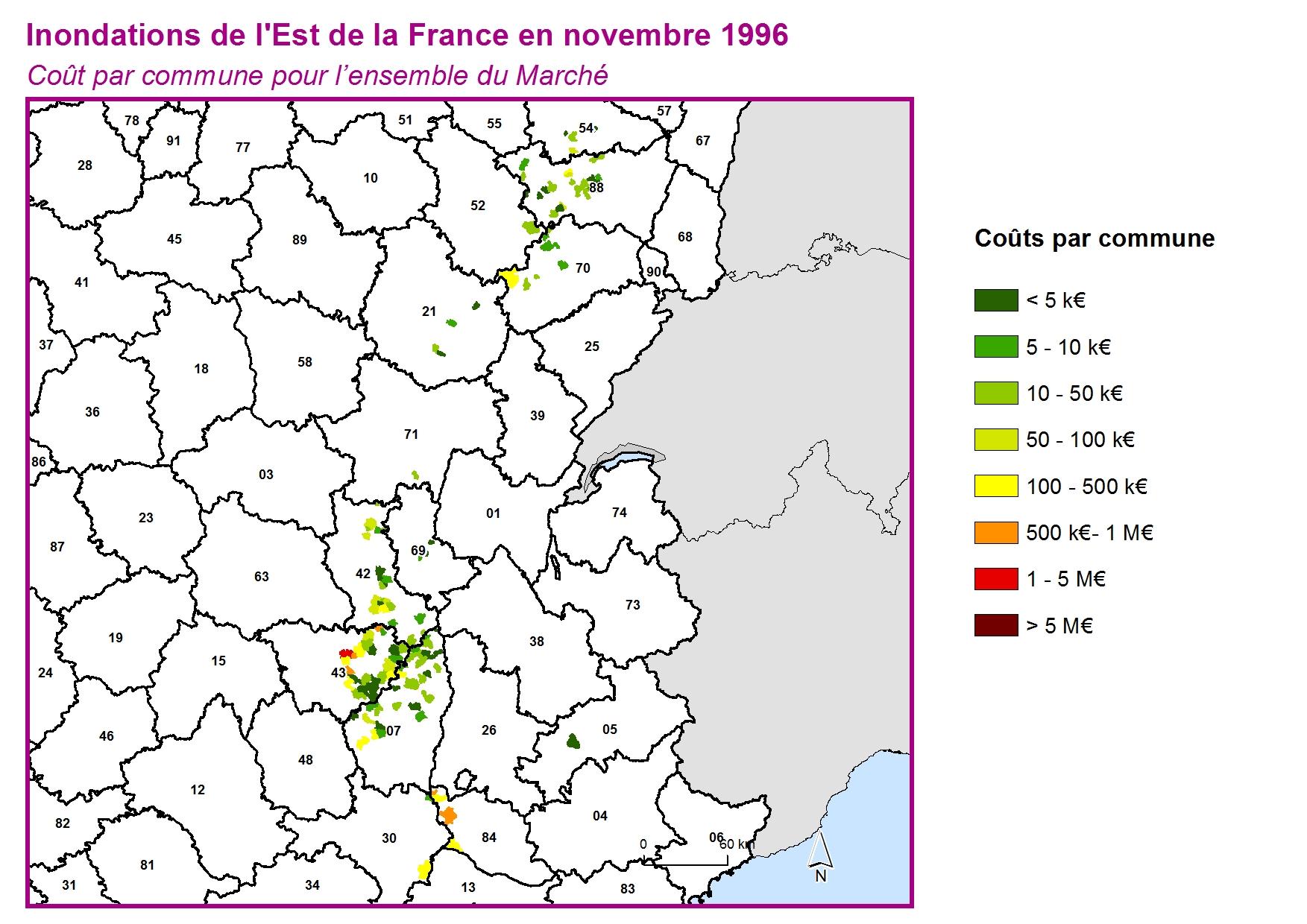 Cout par commune pour l'ensemble du marché