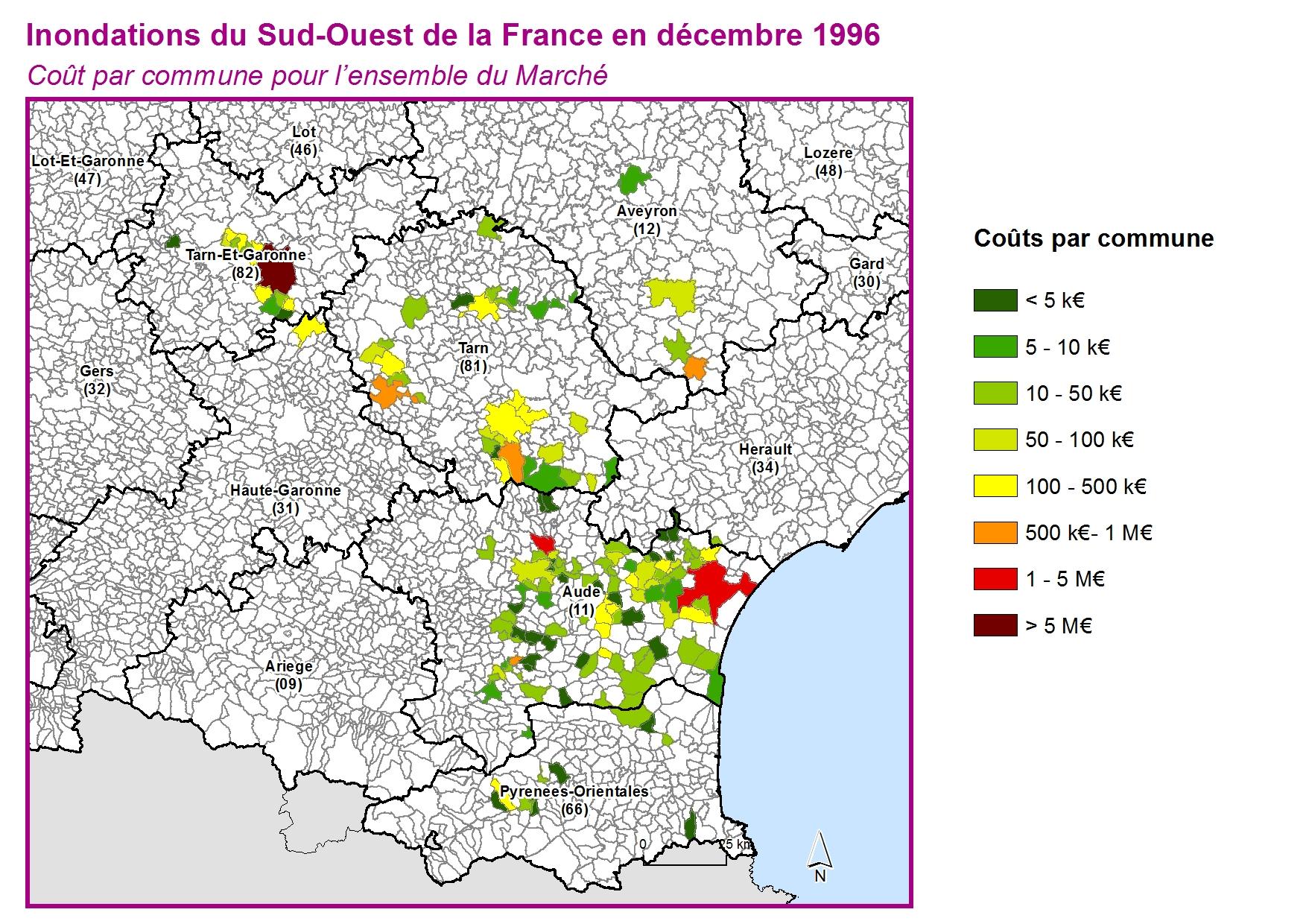 Cout par commune pour l'ensemble du marché