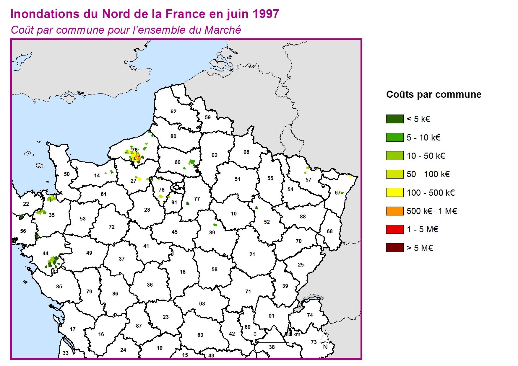 Cout par commune pour l'ensemble du marché