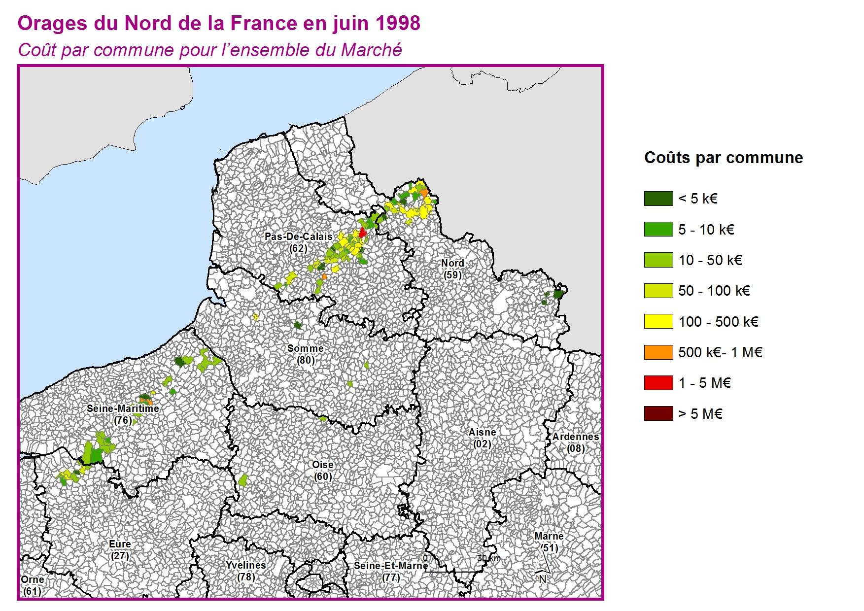 Cout par commune pour l'ensemble du marché