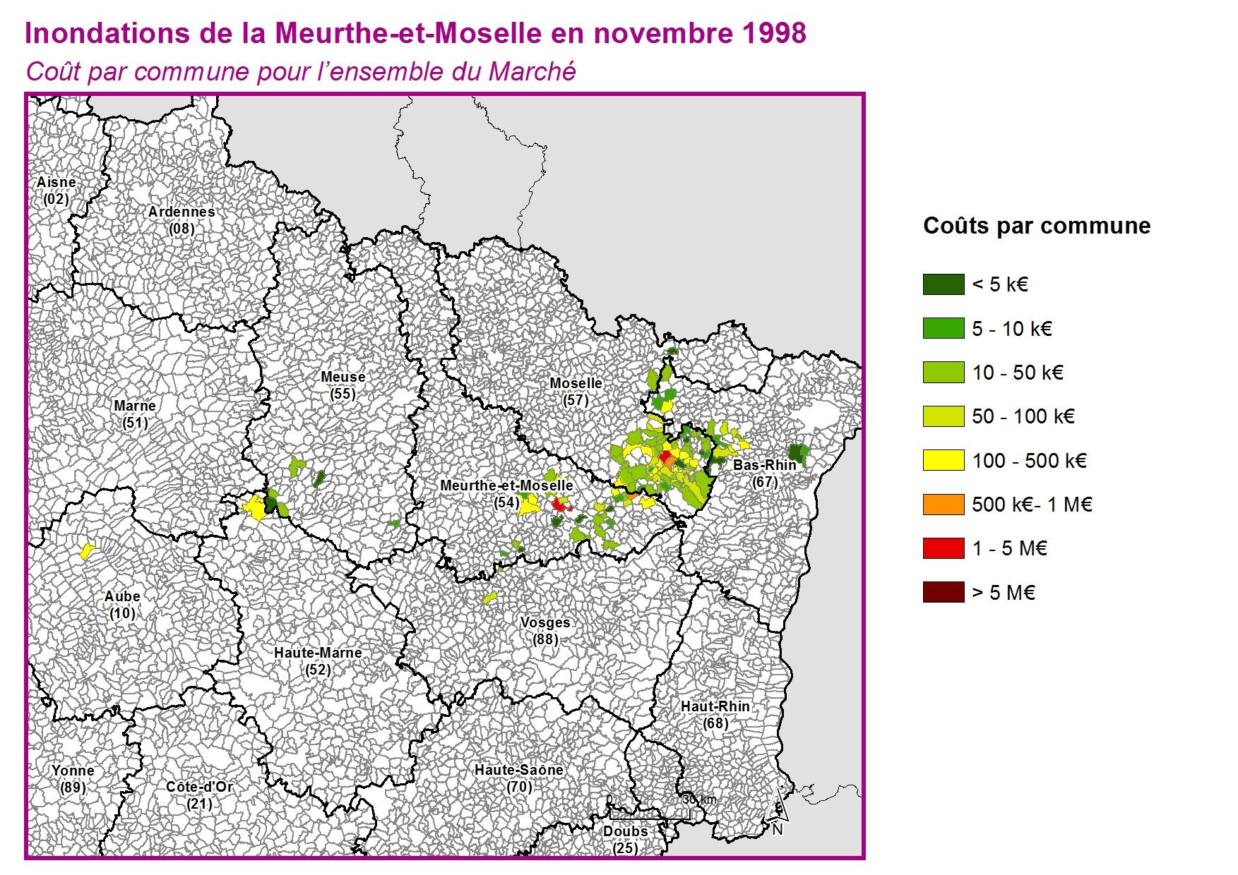 Cout par commune pour l'ensemble du marché