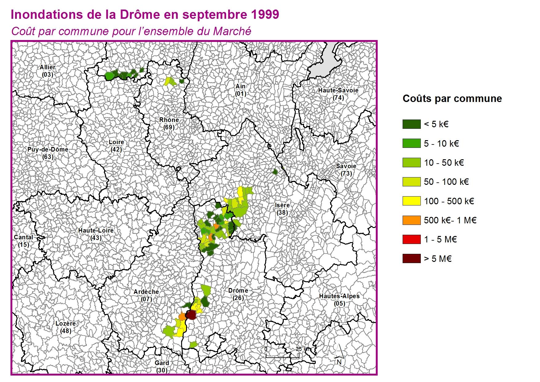 Cout par commune pour l'ensemble du marché