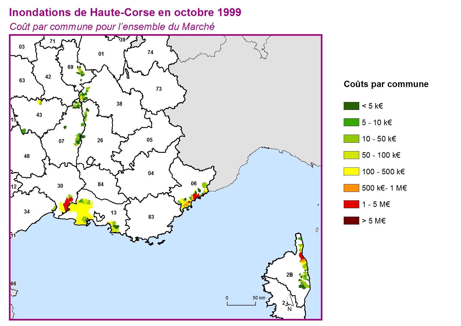 Cout par commune pour l'ensemble du marché