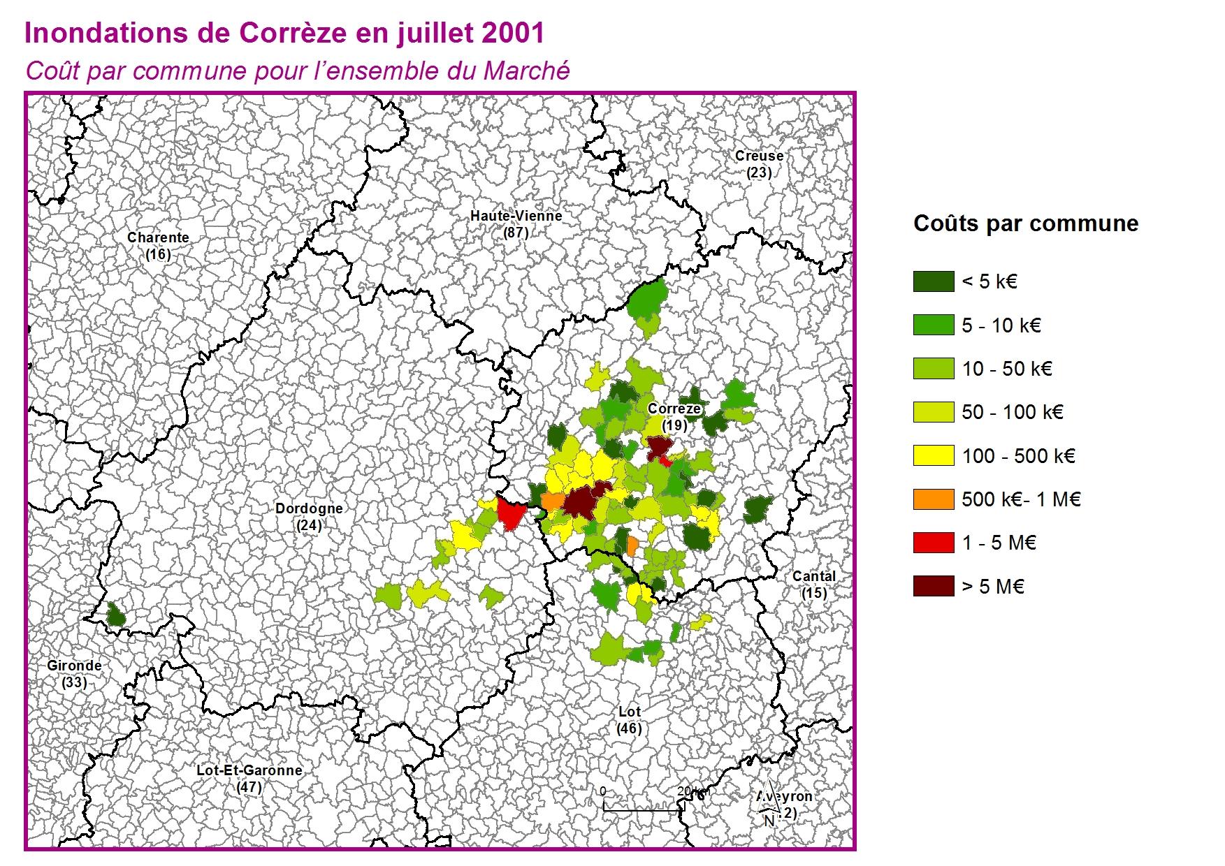 Cout par commune pour l'ensemble du marché