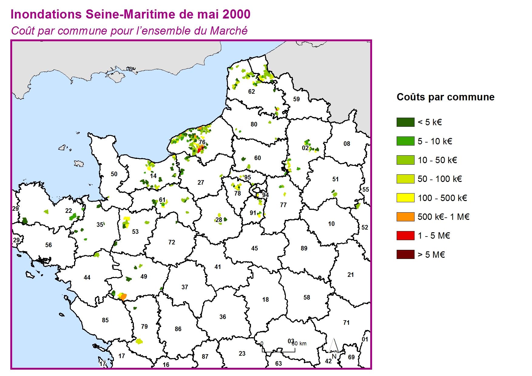 Cout par commune pour l'ensemble du marché