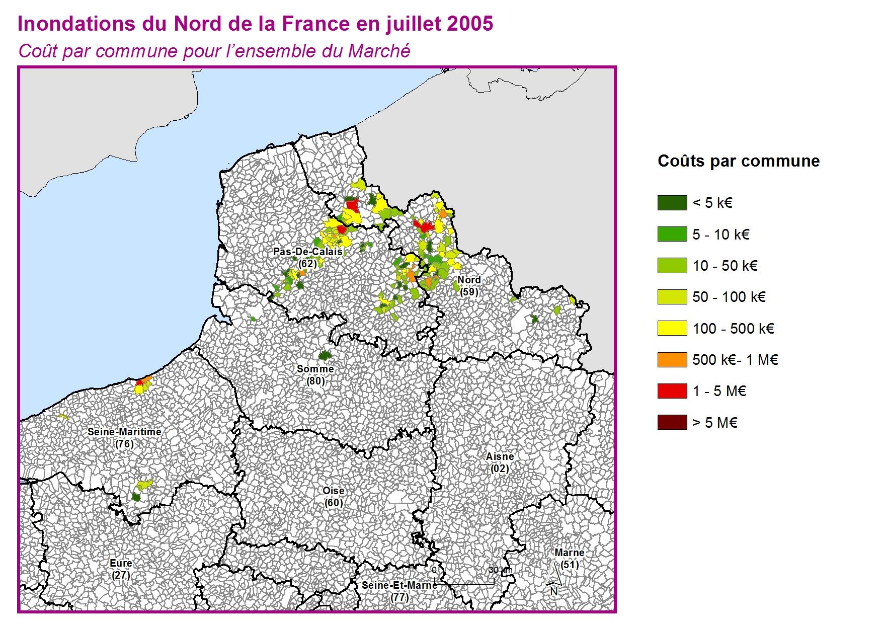 Cout par commune pour l'ensemble du marché