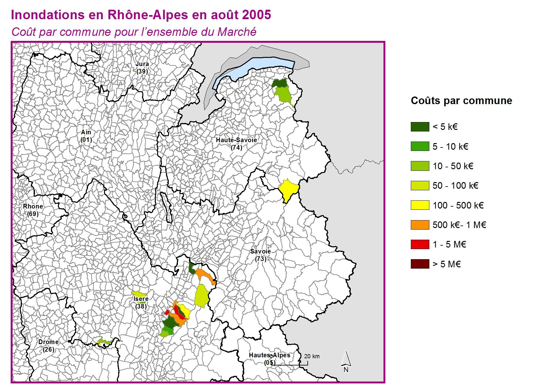 Cout par commune pour l'ensemble du marché