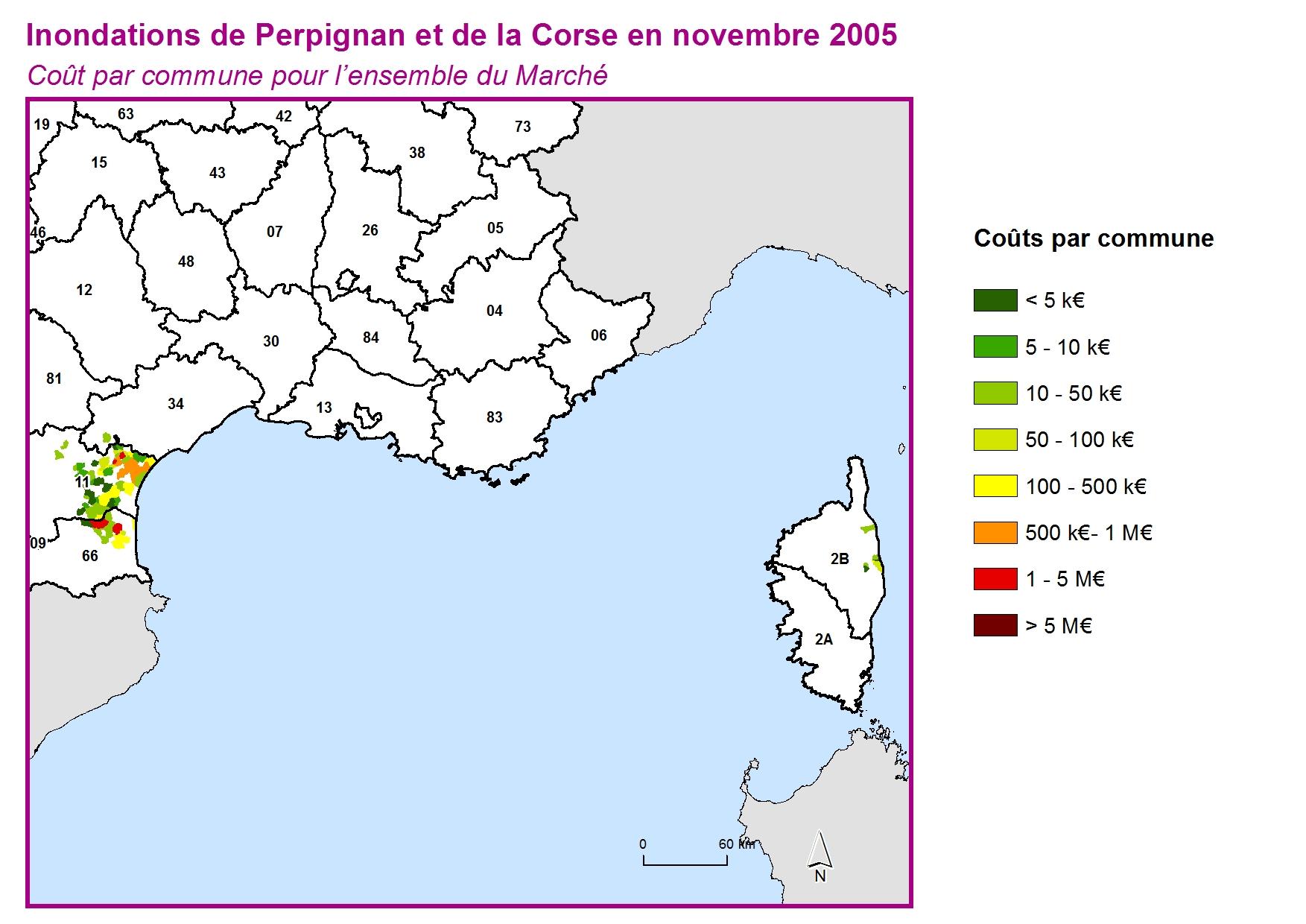 Cout par commune pour l'ensemble du marché