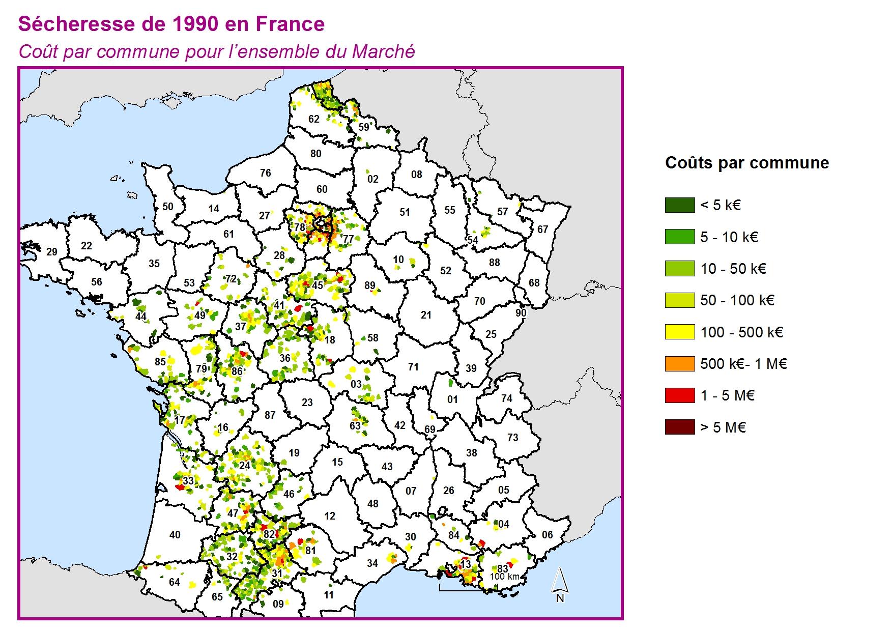 Cout par commune pour l'ensemble du marché