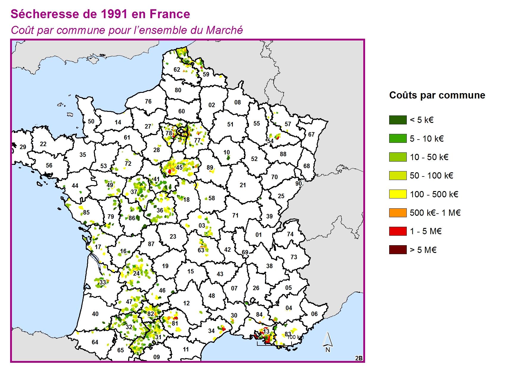 Cout par commune pour l'ensemble du marché