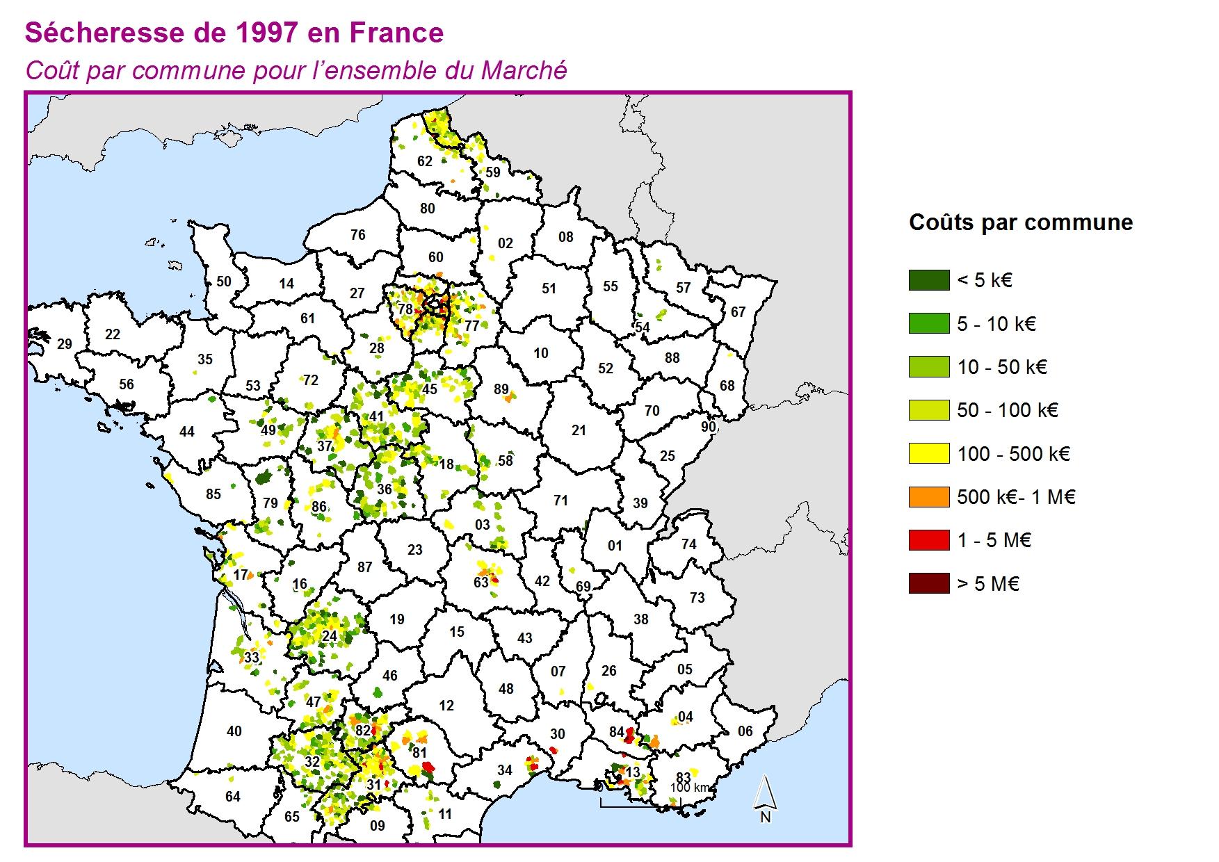 Cout par commune pour l'ensemble du marché