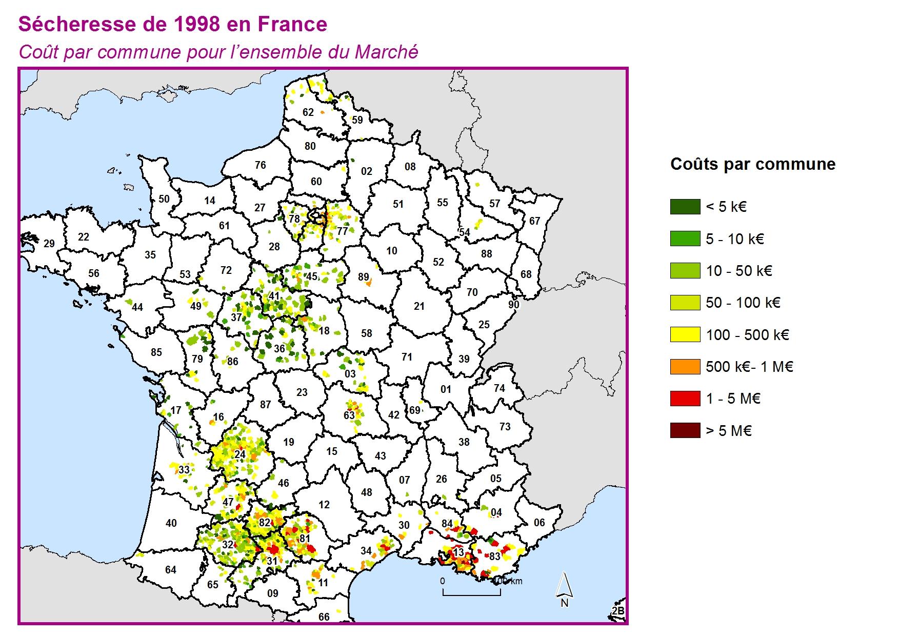 Cout par commune pour l'ensemble du marché