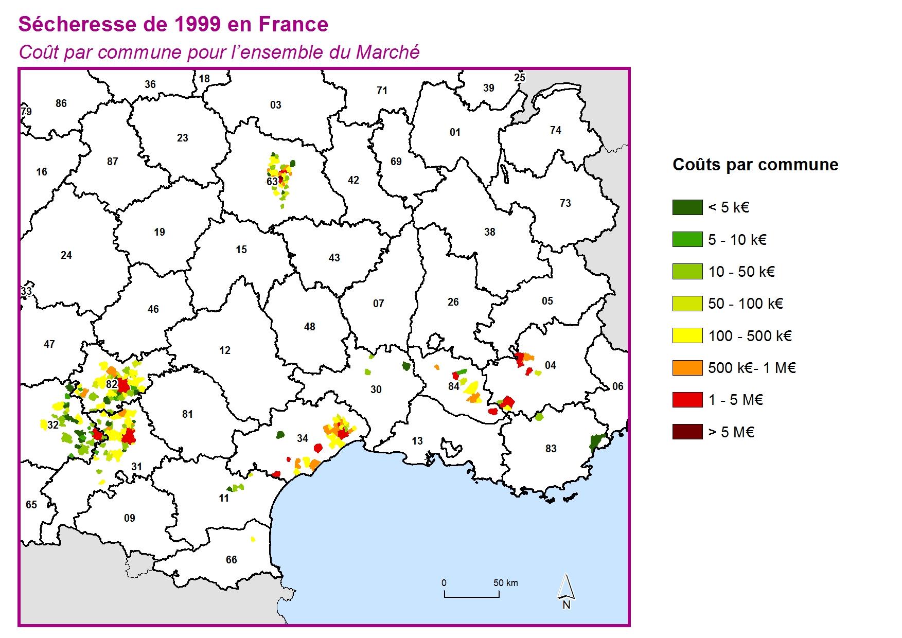 Cout par commune pour l'ensemble du marché