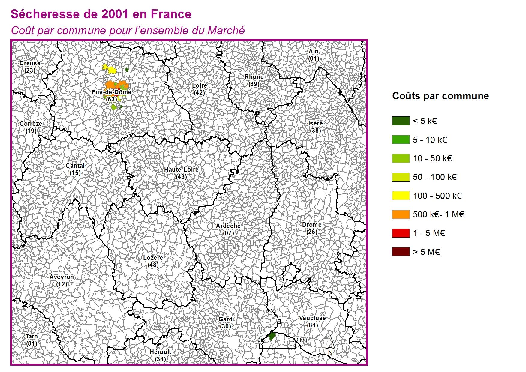 Cout par commune pour l'ensemble du marché