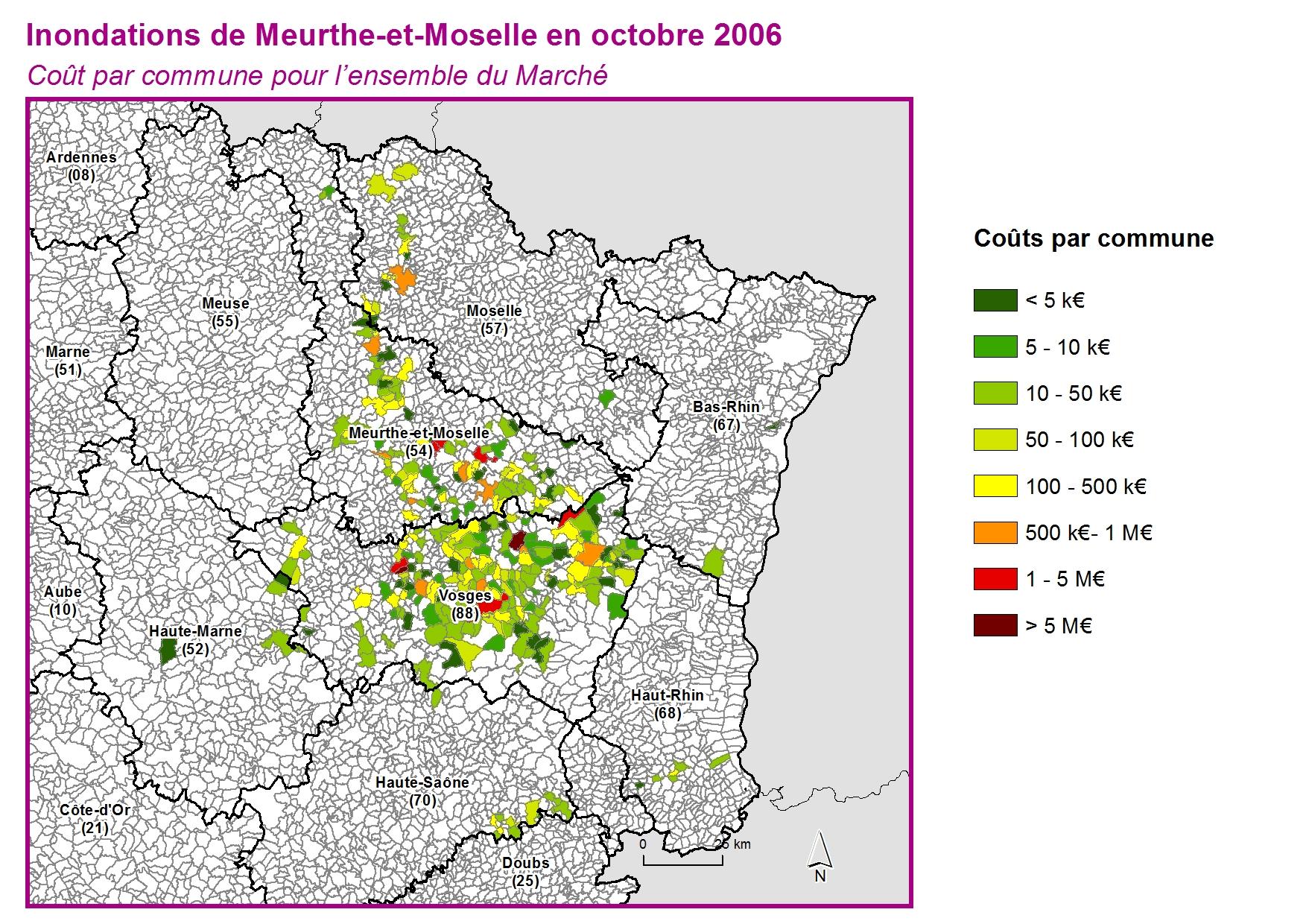 Cout par commune pour l'ensemble du marché