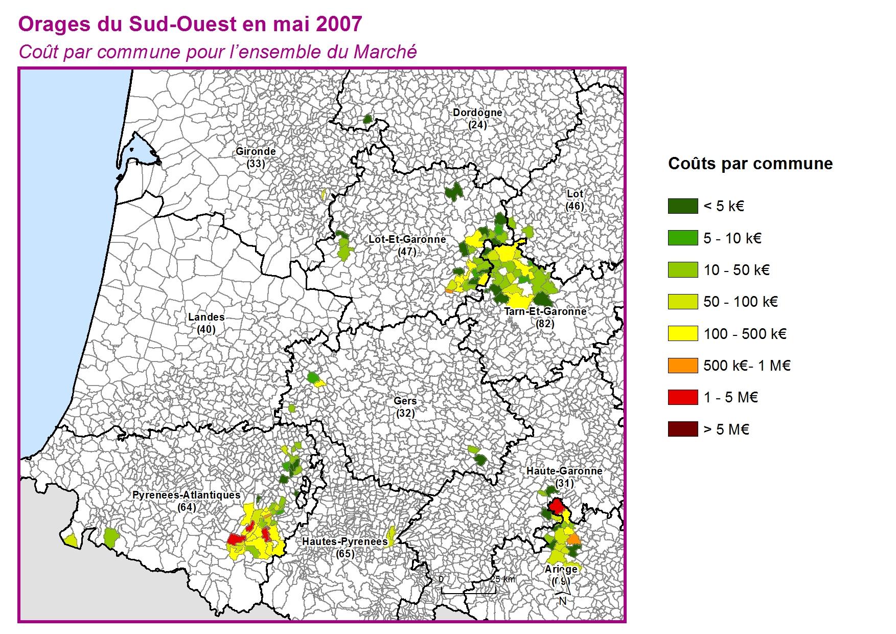 Cout par commune pour l'ensemble du marché