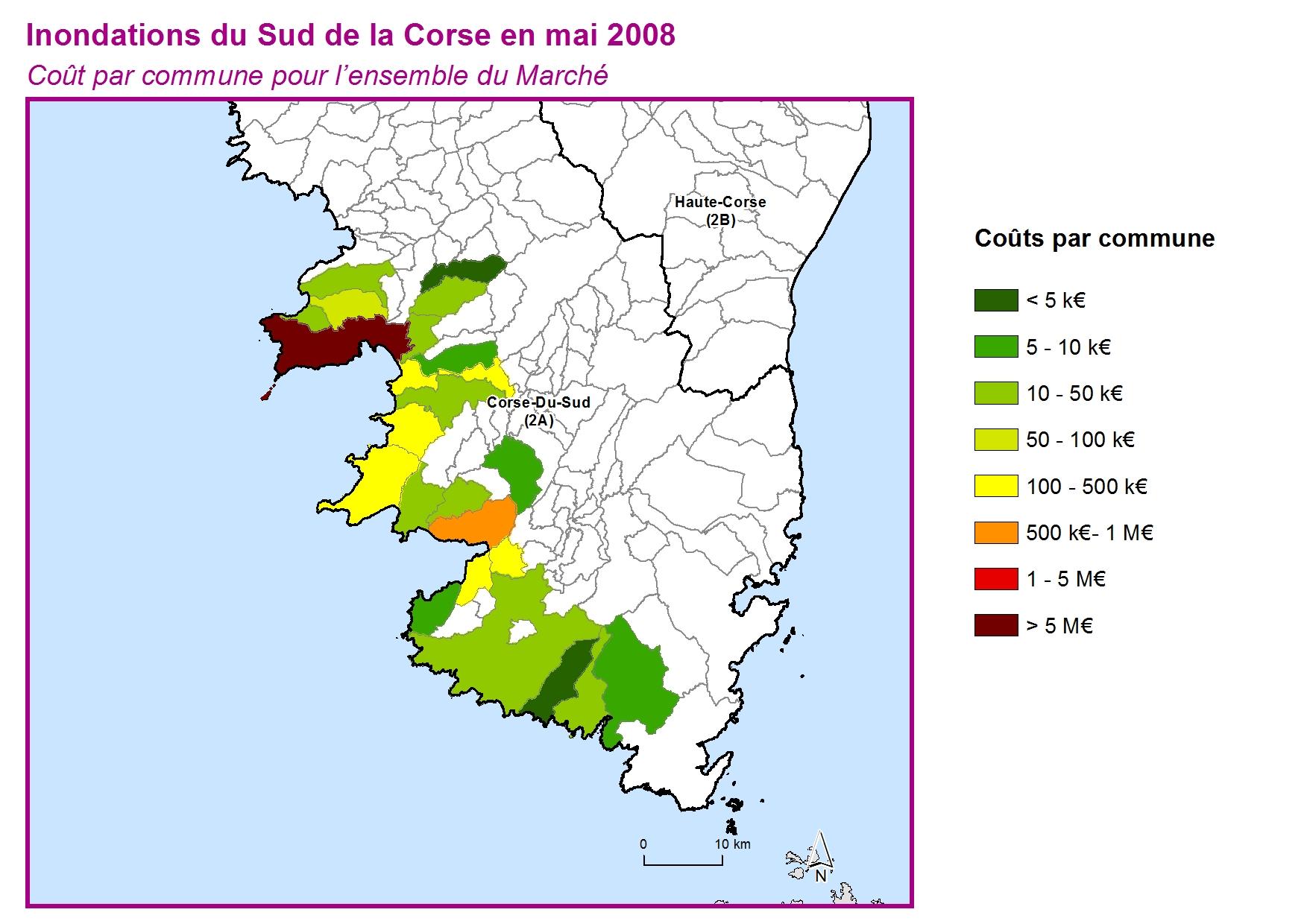 Cout par commune pour l'ensemble du marché