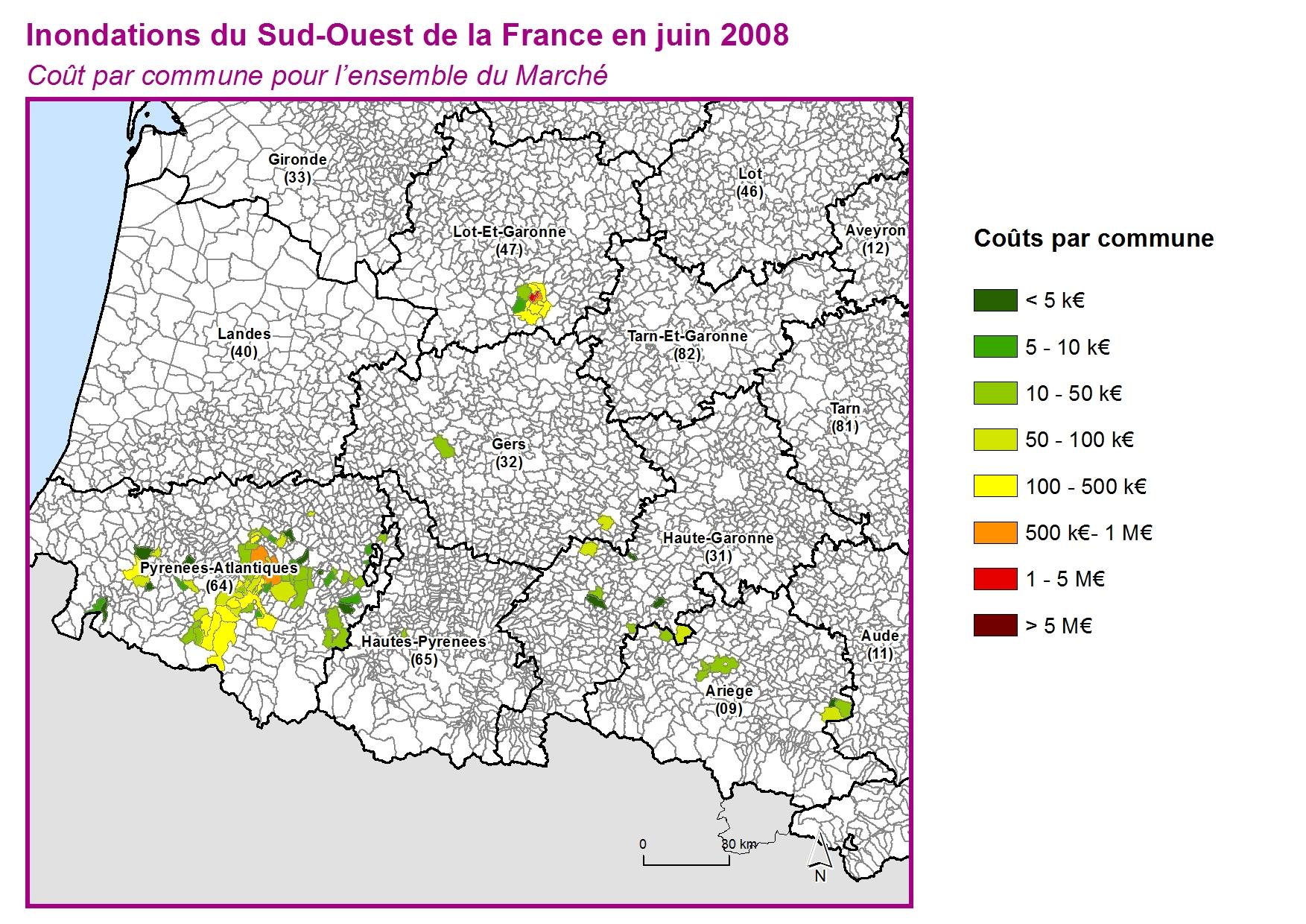 Cout par commune pour l'ensemble du marché