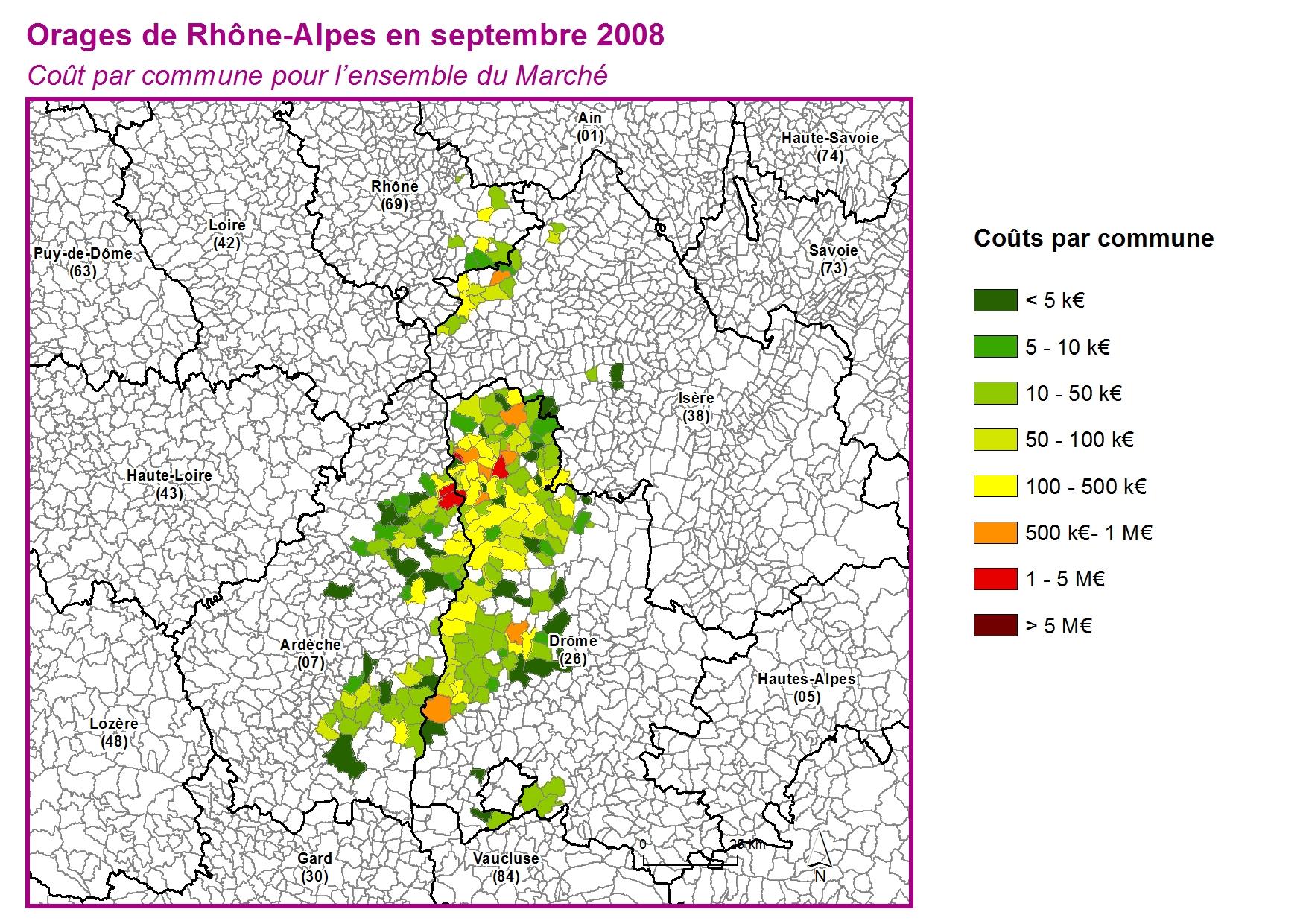 Cout par commune pour l'ensemble du marché