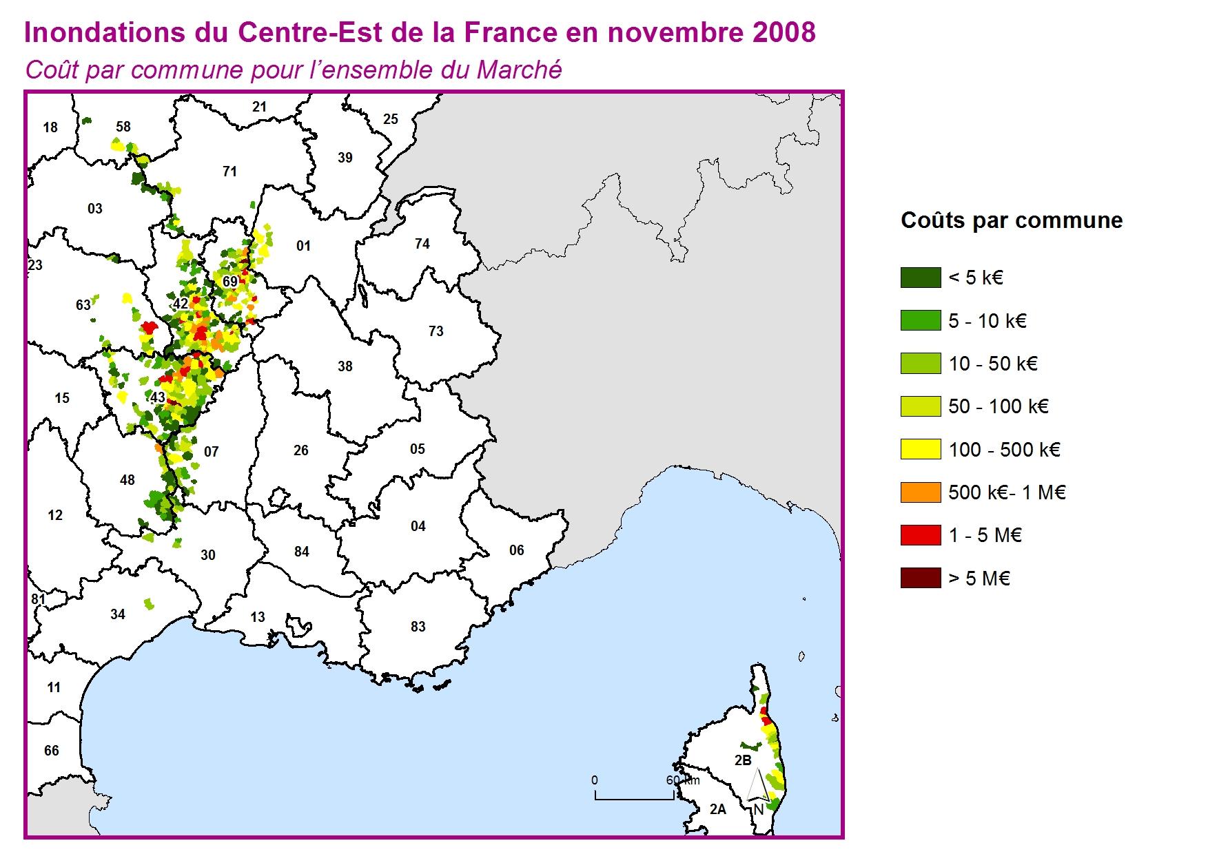 Cout par commune pour l'ensemble du marché