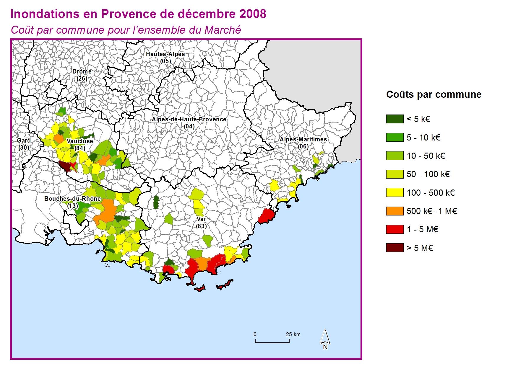 Cout par commune pour l'ensemble du marché