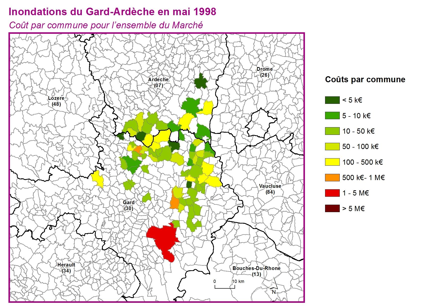 Cout par commune pour l'ensemble du marché