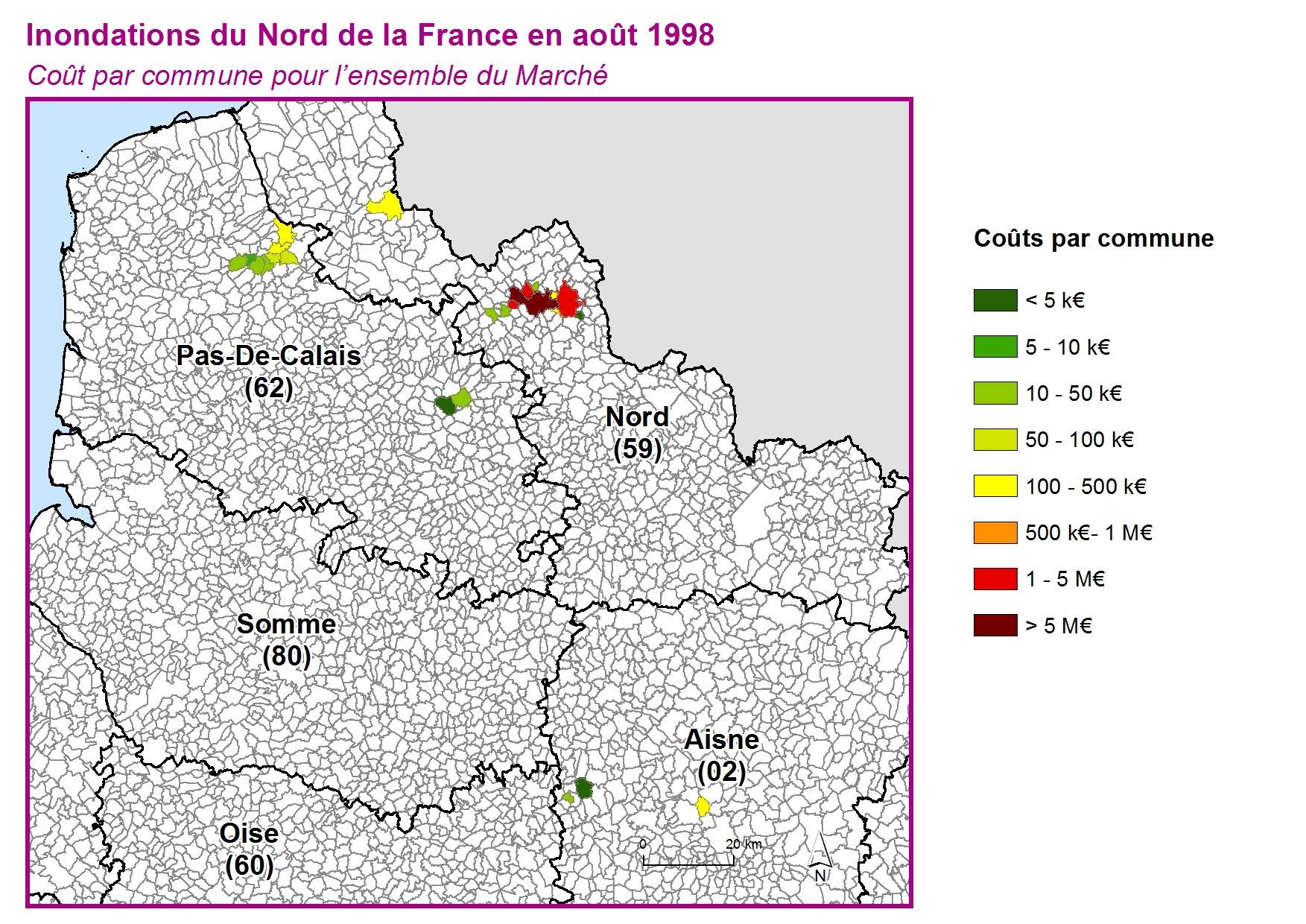 Cout par commune pour l'ensemble du marché