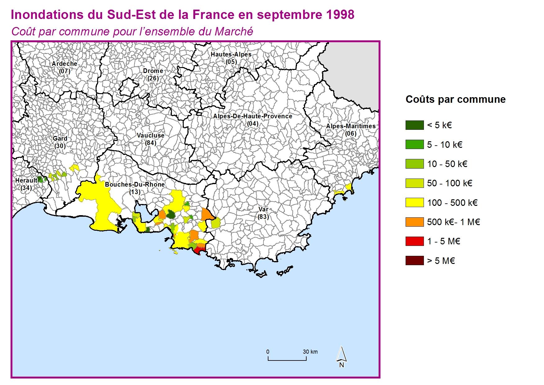 Cout par commune pour l'ensemble du marché