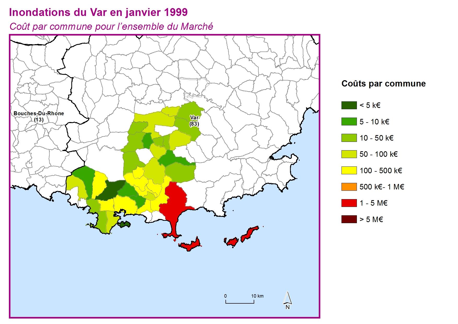 Cout par commune pour l'ensemble du marché