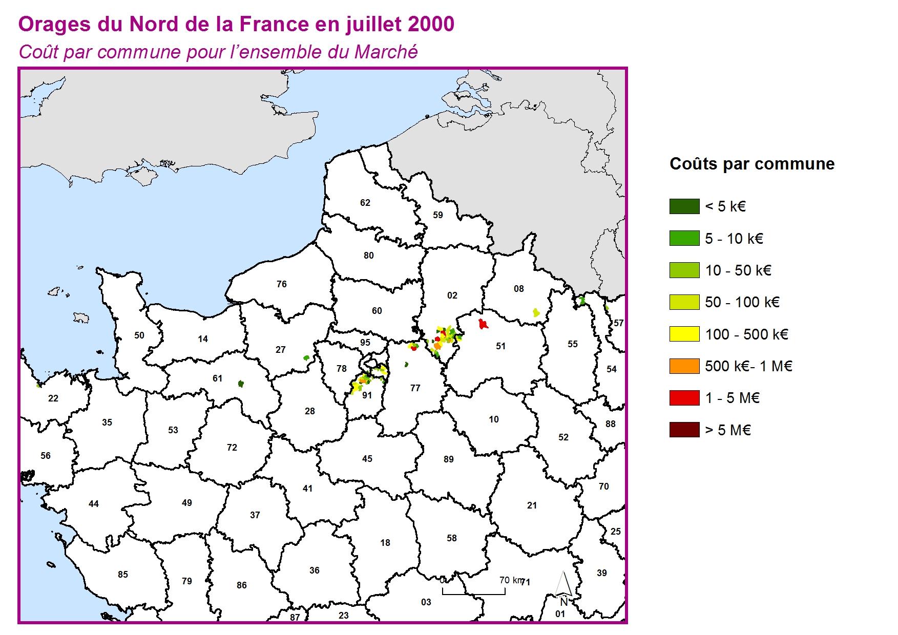 Cout par commune pour l'ensemble du marché