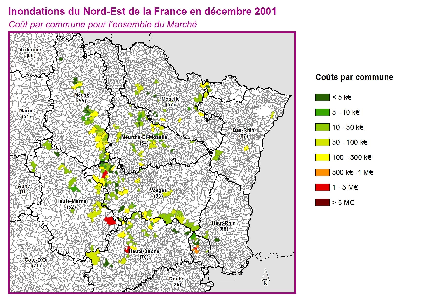 Cout par commune pour l'ensemble du marché